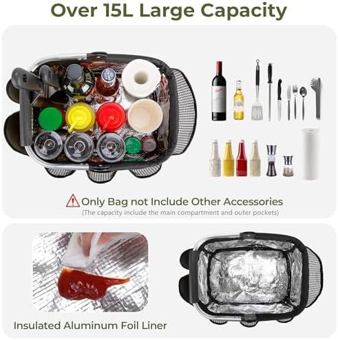 PGmoon Grill and Picnic Caddy, Small Foldable BBQ Caddy with Rotated Handle - Image 3