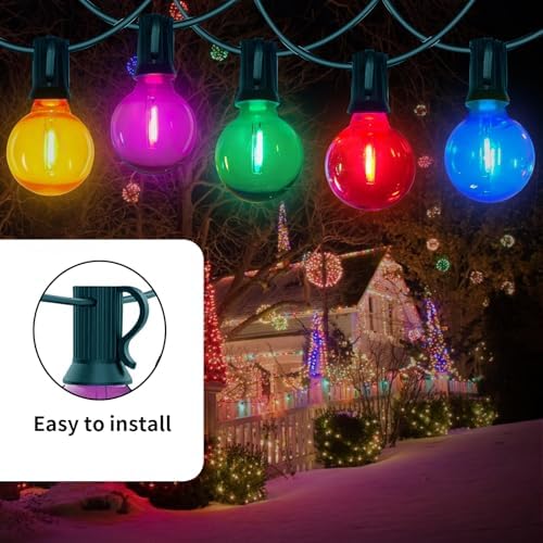 25FT Outdoor String Lights, G40 LED Multicolor Globe, Shatterproof - Image 2