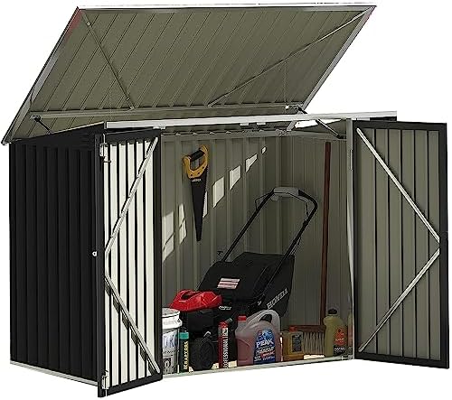Devoko Outdoor Storage Shed 5.8 x 3.3 FT Metal Trash Shed Waterproof Outside Storage with Lid Chain Hydraulic Gas Rod for Trash Can Weeding Tools by DEVOKO