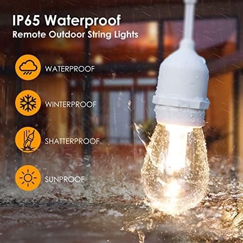 Mlambert 96FT(2x48FT) 3 Colors LED Outdoor String Lights with Remote, White - Image 4