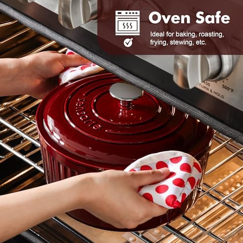 SENSARTE 6.5QT Enameled Cast Iron Dutch Oven Pot with Lid&Cotton Potholders - Image 5
