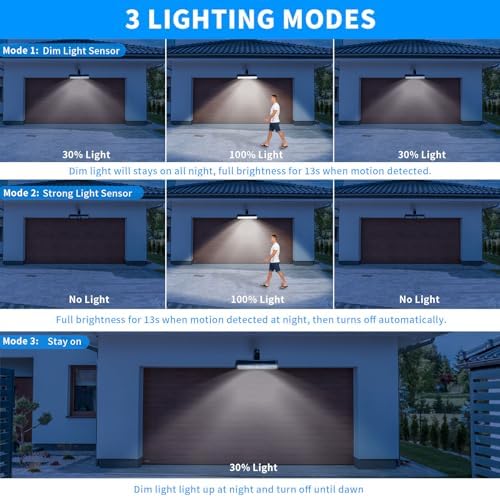 Clip On Solar Lights Outdoor with PIR Motion Sensor (Black ,4 Pack ,6000K) - Image 2