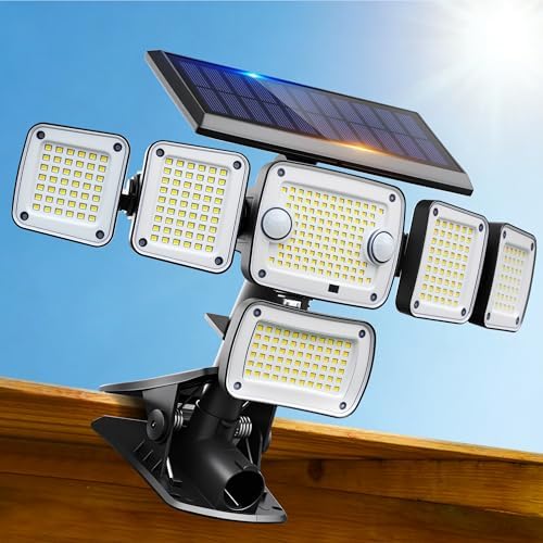 Solar Flood Lights Outdoor,5000LM Clip on Solar Lights with Motion Sensor by LightupYourLife