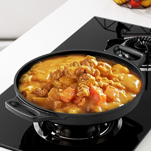 S·KITCHN Cast Aluminum Griddle Pan for Stovetop with Lid - Lighter than Cast Iron Skillet,Round Frying Pans Nonstick Grill Pan Dishwasher & Oven Safe,12IN - Image 4
