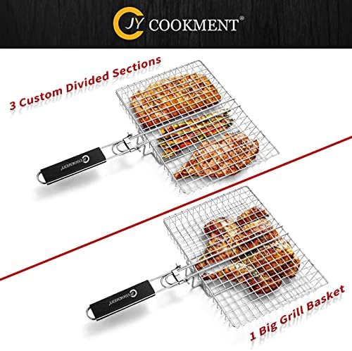 Grill Basket Stainless Steel with Portable Removable Handle Grilling Basket - Image 4