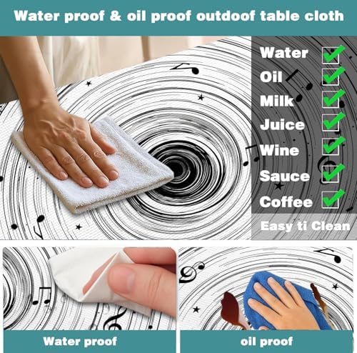 Picnic Table Cover with Bench Covers Camping Essentials Abstract Art Cosmic Vortex Pattern Waterproof Oilproof Fitted Camping Tablecloth Cover with Elastic Edge for Indoor Outdoor 3 PCS 30x60 Inch - Image 5
