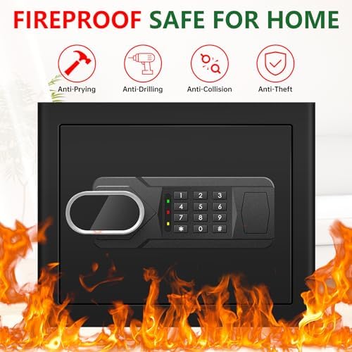 1.8 Cubic Feet Small Fire Safe Box for Home, Fireproof Lock Box, Security Money Safe with Digital Keypad, Spare Keys and Removable Shelf, Personal Home Safes for Money, Jewelry, ID Documents - Image 2