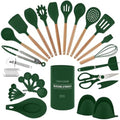Country Kitchen Non Stick Silicone Utensil Set with Rounded Wood Handles for Cooking and Baking,Green, 38 Piece Set (Pack of 6) by CountryKitchen