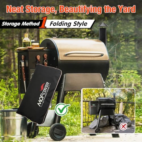 Foldable Grill Cover for Traeger Pro 34/780 Series, Waterproof 600D Heavy Duty Wood Pellet Smoker Cover, Fade＆Tear Resistant Pellet Grill Cover for Texas Elite 34 700/600/550,Black - Image 2