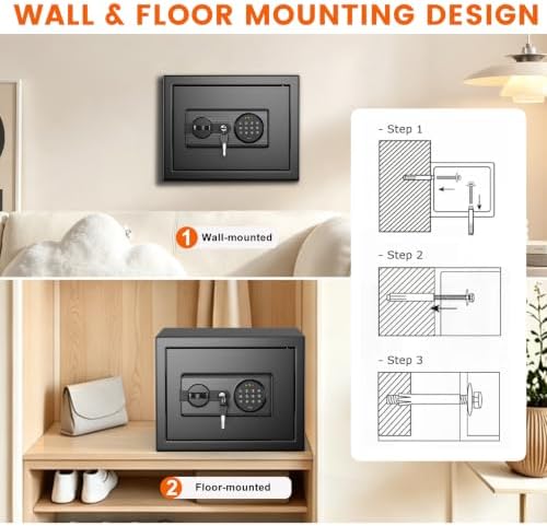 1.2 Cu Ft Small Safe Box for Home with Digital Keypad and Key Lock - Image 7