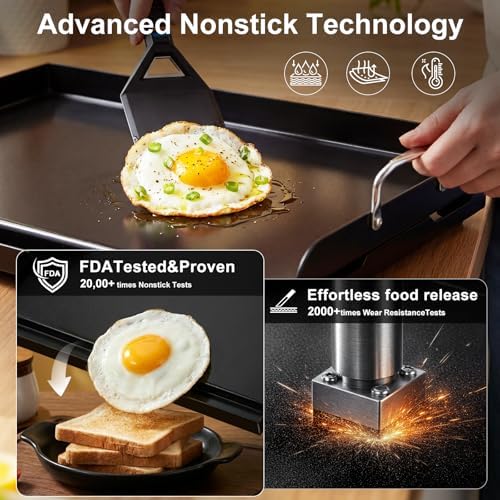 Pre-Seasoned Cast Iron Griddle, 25 x 16 in Flat Top Plate - Image 6