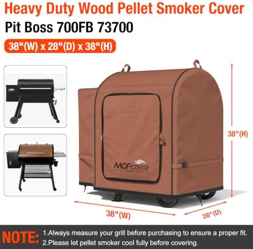 Foldable Grill Cover for Pit Boss 700FB 73700, Waterproof 600D Heavy Duty Wood Pellet Smoker Cover, Fade＆Tear Resistant Pellet Grill Cover for Lexington 500 540,Caramel - Image 5
