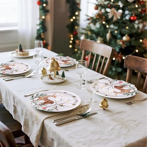 WRAPAHOLIC 25Pcs Christmas Paper Plates - 9 Inch Gold Foil Forest Reindeer Disposable Plates Decorative Dinner Plates for Christmas Party Tableware Supplies Table Decor - Image 6
