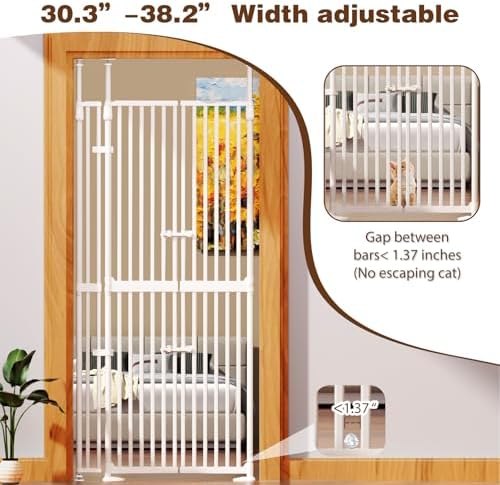 Extra Tall Cat Gate 74.8"-90.5" Height Adjustable Pressure Mounted - Image 4