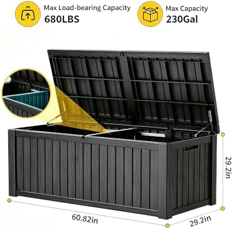 KAMABOKO Outdoor Storage Box, 230 Gallon Deck Box Outdoor Waterproof - Image 3