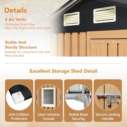 Panovue 6X4FT Garden Storage Shed (NO Wood Panels&Frame Floor) - Image 5