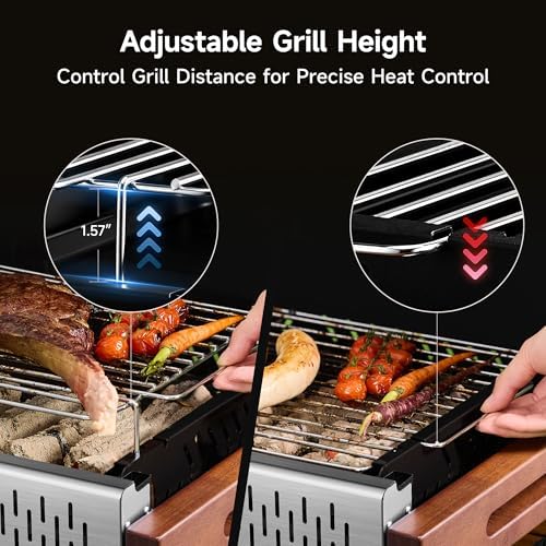 Portable BBQ Charcoal Grill, No Assembly Hibachi Grill for Camping - Image 4