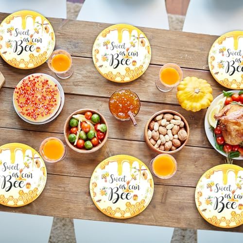 50PCS Bee Decorations for Party, Sweet as Can Bee Paper Plates Disposable Dessert Disposable Tableware Party Favors for Birthday Baby Shower Party Supplies Decorations - Image 5