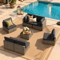 LOUVIXA 7 Piece Outdoor Patio Furniture Set, Outdoor Sectional Sofa, Wicker Rattan Patio Furniture, Patio Conversation Set with Coffee Table & Cushions by LOUVIXA