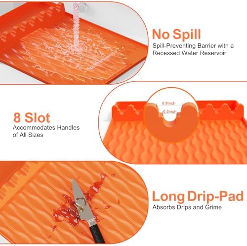 Silicone Grill Tool Mat for Blackstone, Heat Resistant Spatula Mat with Drip Pad, Side Mat for Blackstone Griddle Accessories, Silicone Griddle Mat for Outdoor Kitchen Countertop ,Gifts for Men Orange - Image 6