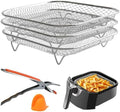 Air Fryer Rack 3pcs Stackable Set(Square), 304 Stainless Steel Mesh Baskets. Air Fryer Accessories for Cosori, Instant Vortex, Chefman Airfryer, Ninja Foodi Grill by GeolinhomeHouseholdKitchen