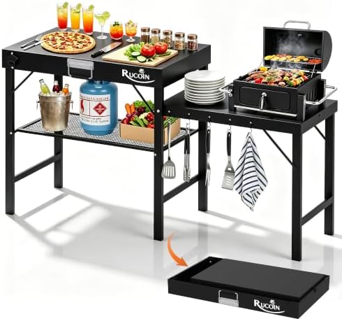 Grill Table - 61" L×31" H×20" W Heavy Duty Pizza Oven Stand by RUCOINGARDENHOME
