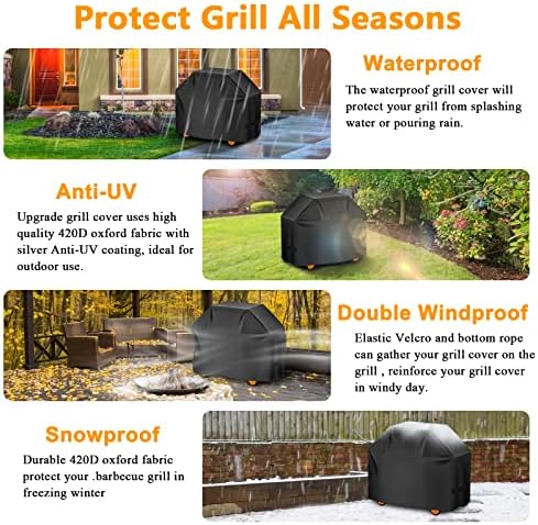 Aoretic Grill Cover, 44 inch BBQ Gas Grill Cover for Outdoor Grill, Grill Cover Barbecue Waterproof, Anti-UV for Weber Char-Broil Monument Nexgrill Spun Charbroil - Image 6