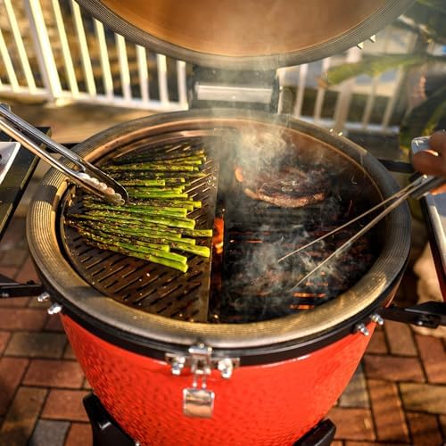 Kamado Joe® Classic Joe™ Series III 18-inch Charcoal Grill & Smoker, Red, with Cart, Side Shelves, Grill Gripper, and Ash Tool, 3 Tier Cooking System, Stainless Steel Cooking Grates, Model KJ15040921 - Image 2