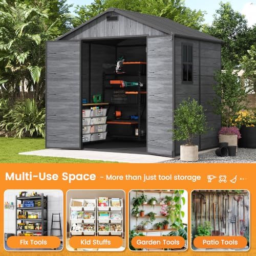 UDPATIO Resin Storage Shed 8x6 FT, Plastic Outdoor Storage Shed for Patio - Image 5