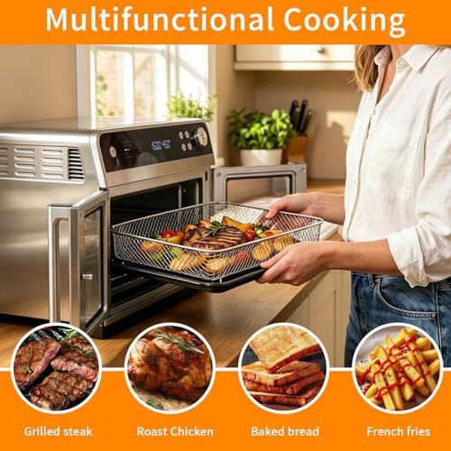 3 IN 1 Air Fry Oven Replacement Parts for Ninja French Door Premier FO101,12.2 × 12.2" Air Fryer Sheet Pan Grill Plate Crisper Plate Rack Accessories Tray,Dishwasher Safe - Image 6