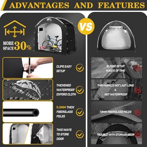 Happy Travel Bike Storage Shed Tent, Waterproof Portable Bicycle Cover Shed - Image 3