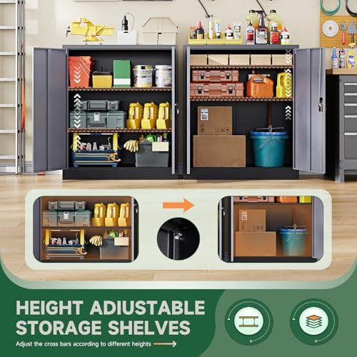 Letaya Metal Storage Cabinets with Lock Door,2 Adjustable Shelves Organizer Steel Storage Cabinets for Home,Office,Warehouse,Garage,Employee Lockers(Black Gray) - Image 6