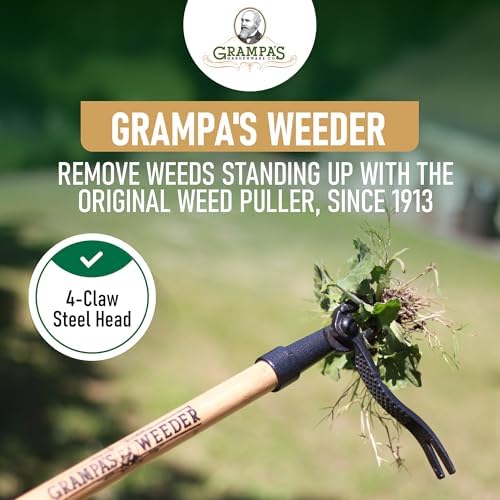 Grampa's Weeder Original Stand Up Weed Puller Tool with Bamboo Long Handle - Image 2
