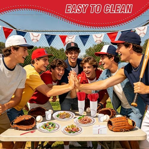 400 Pcs Disposable Baseball Party Tableware Set for 50 Guests - Image 3