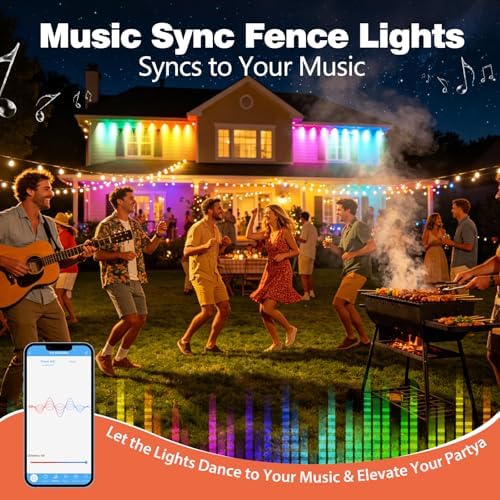 Outdoor Fence Lights Plug in, 100FT LED Fence Lights, App & Remote Control, 100 Scene Modes, IP67 Waterproof Outdoor Lights for Backyard, Patio, Deck - Brighter Than Solar Lights - Image 5