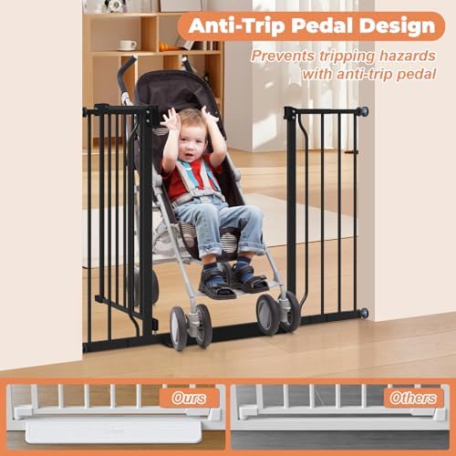 29"-45" Baby Gate, No Drilling Auto Close Dog Gate Indoor, Black - Image 3