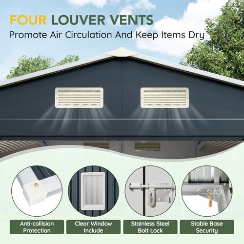 10 x 8 FT Storage Shed with Floor Frame for Backyard,Nightblue - Image 4
