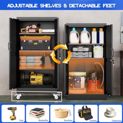 GAIOUS 47.2" Tall Metal Storage Cabinet with Lock and Wheels,Office Cabinet - Image 5