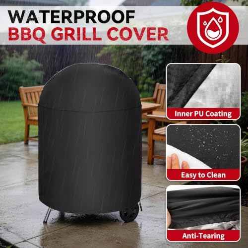 i COVER Round Grill Cover, 40" Dia x 34" H Smoker Cover, Kettle BBQ Cover - Image 4