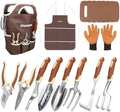 Brown Garden Tools Set 12-Piece, Gardening Gifts for Women Men by iHansee