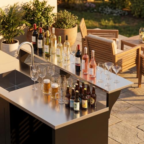 130“ Large Outdoor Kitchen Island for BBQ Gas Grill, Black - Image 5