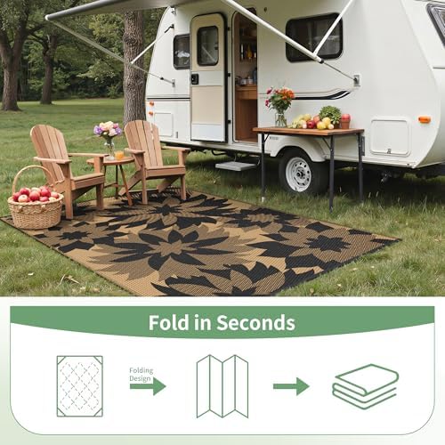GENIMO Outdoor Rug, Waterproof Plastic Rugs for Patio, 6'x9' Raven Brown - Image 7