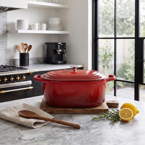 EDGING CASTING Enameled Cast Iron Oval Dutch Oven, 6QT, Red - Image 4