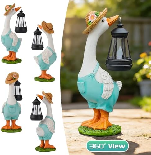 Solar Garden Statues Goose, Farmhouse Goose Outdoor Lawn and Garden Statue - Image 5