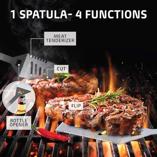 Kaluns Grilling Accessories, Dad Gifts for Fathers Day, Mothers Day Grilling Gifts, Heavy Duty Stainless Steel BBQ Tool Set for Outdoor Grill with Aluminum Case and Apron, Birthday Gifts for Men - Image 7