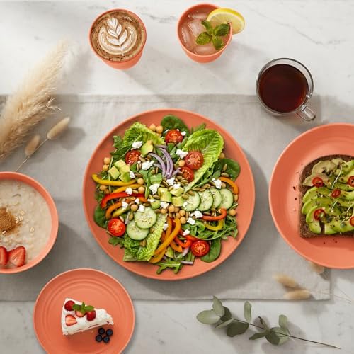 Wheat Straw Dinnerware Sets for 8, 40 Piece Unbreakable Dinnerware Set, Plates and Bowls Sets, Kitchen Plates and Bowls Set, Lightweight Dish Set for Home, Camping, and Everyday Use- Orange - Image 4