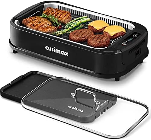 Indoor Grill, CUSIMAX Smokeless Grill Indoor, 1500W Electric Grill Griddle by CUSIMAX