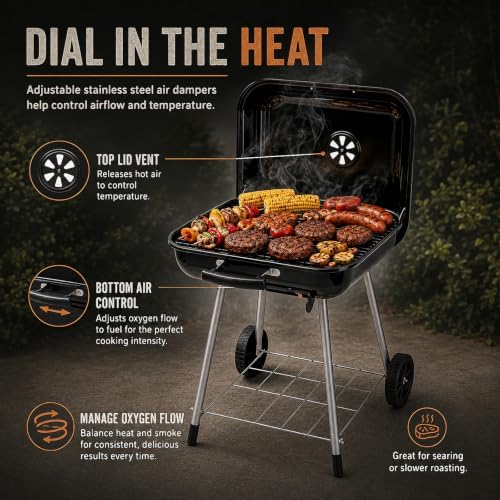 2-Pack 17.5-Inch Charcoal Kettle Grills with Wheels, 302 Sq In Grate - Image 6