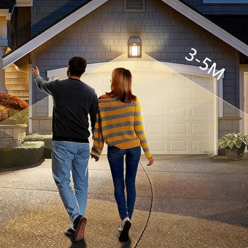 6 Pack Solar Wall Lights Outdoor with Motion Sensor, Vintage Solar Wall Lanterns, Dusk to Dawn IP65 Waterproof Solar Lights for Porch Patio Garage Fence Yard Garden (6, Black) - Image 6