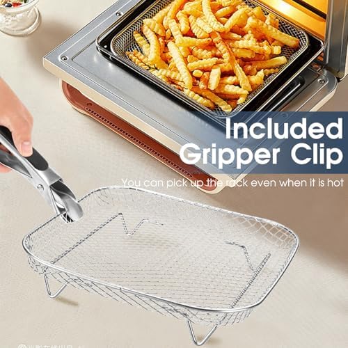 Air Fryer Rack 3pcs Stackable Set(Square), 304 Stainless Steel Mesh Baskets. Air Fryer Accessories for Cosori, Instant Vortex, Chefman Airfryer, Ninja Foodi Grill - Image 6
